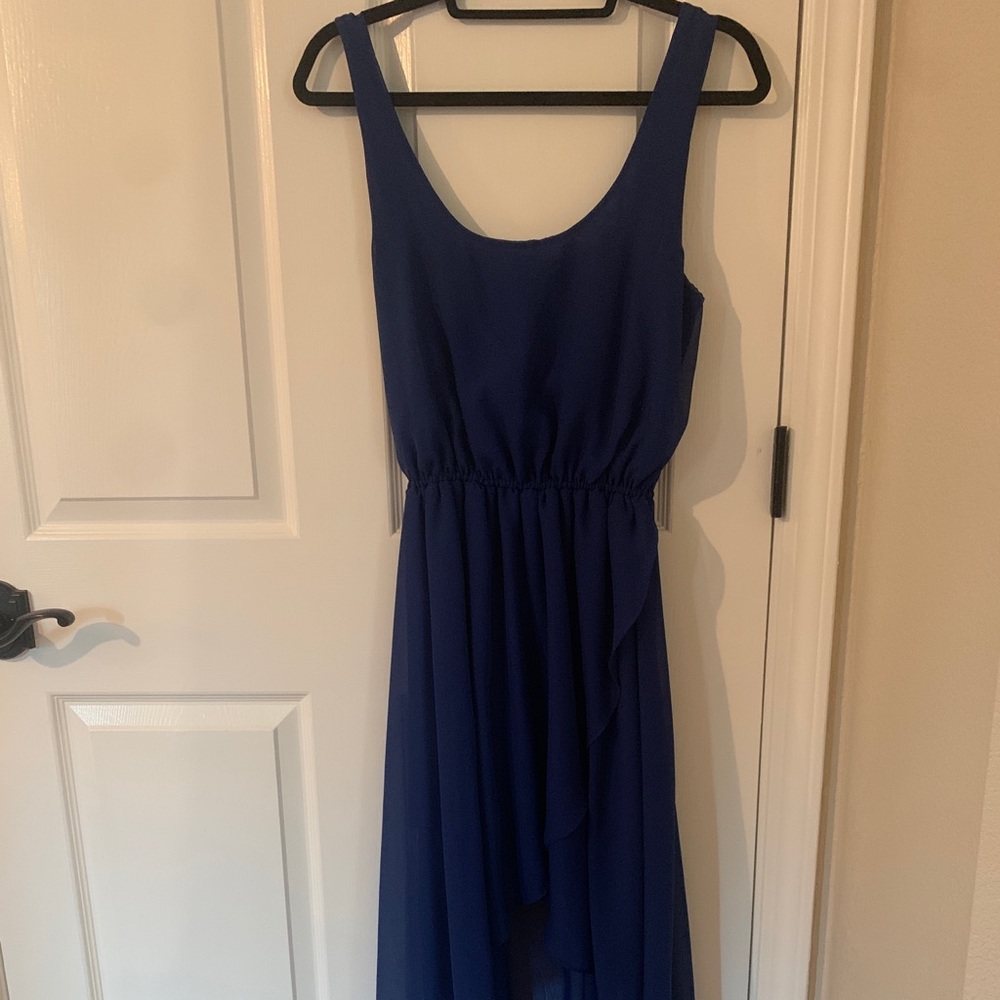Dark Blue Hi Low Semi-Formal Dres, Sparkle + Fade